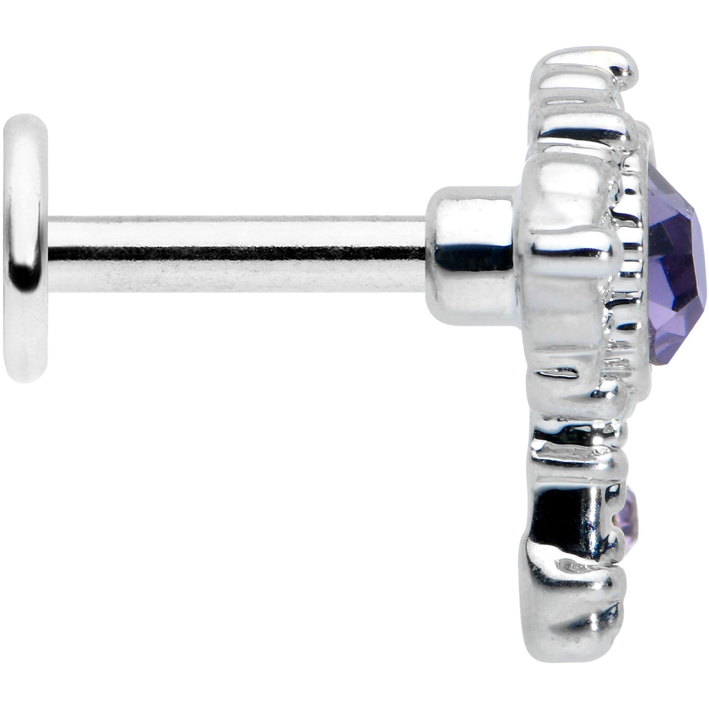 16G 1/4 Purple Gem Unlock My Heart Key Labret Monroe Tragus