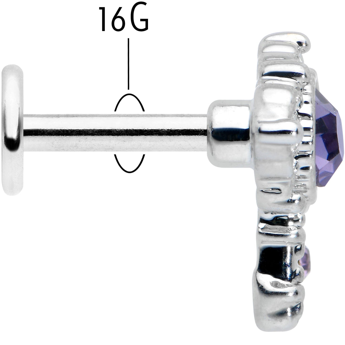 16G 1/4 Purple Gem Unlock My Heart Key Labret Monroe Tragus