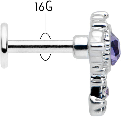 16G 1/4 Purple Gem Unlock My Heart Key Labret Monroe Tragus
