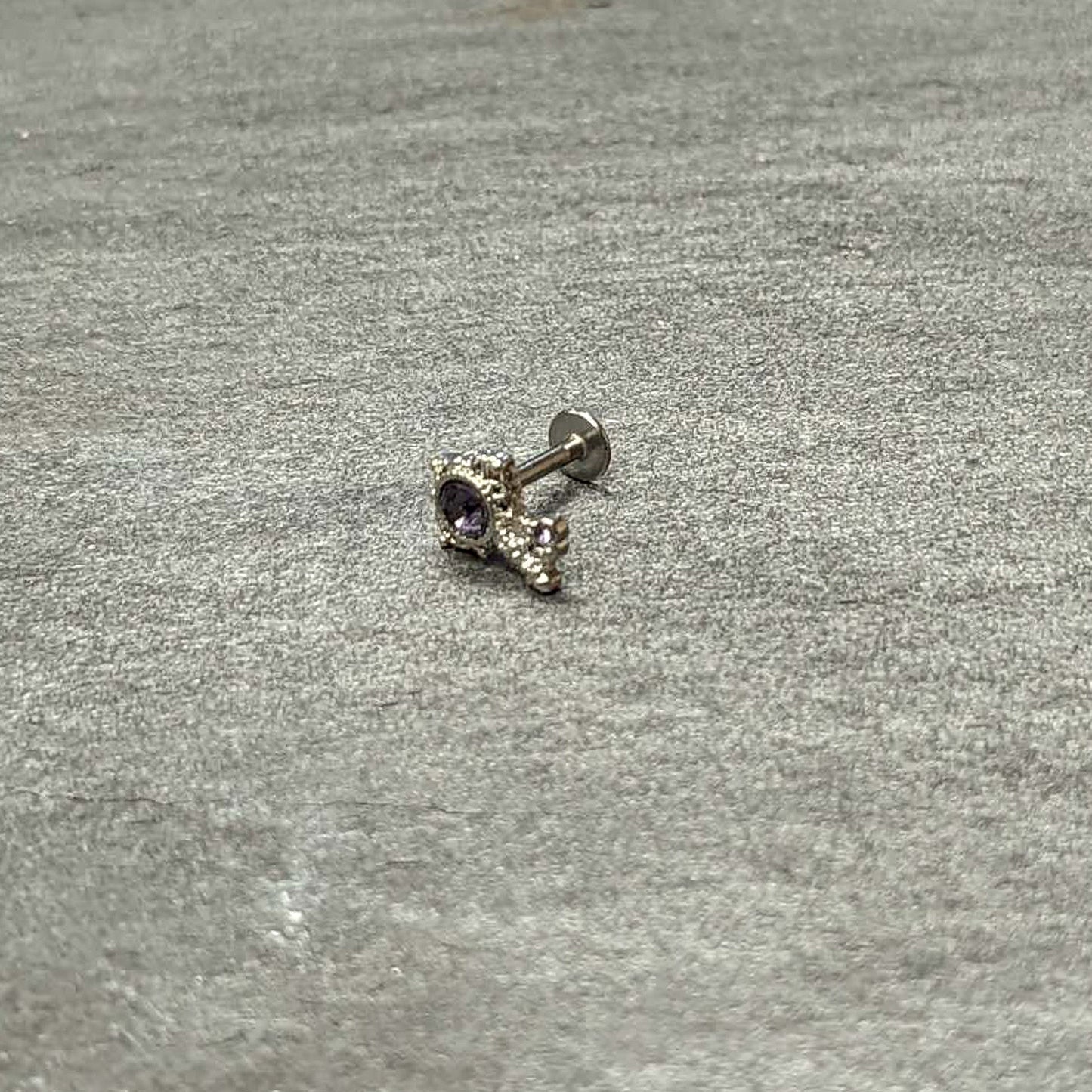 16G 1/4 Purple Gem Unlock My Heart Key Labret Monroe Tragus