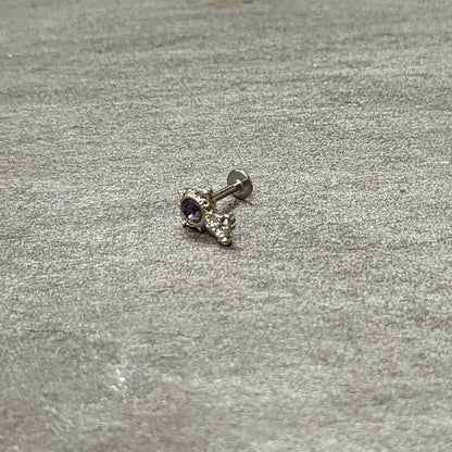 16G 1/4 Purple Gem Unlock My Heart Key Labret Monroe Tragus