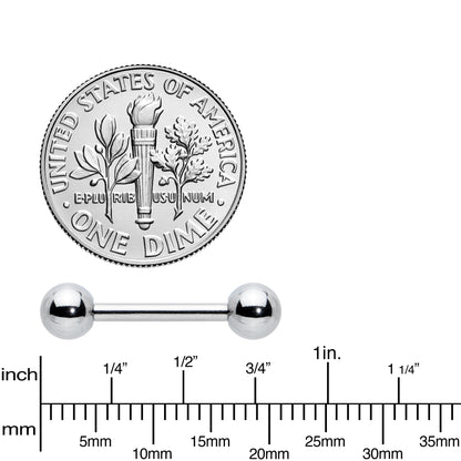 14G 1/2 Simple Classic Barbell Nipple Ring Set