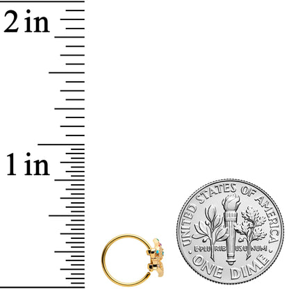 20G 5/16 Gold Tone Colorful Hearts Butterfly Nose Hoop