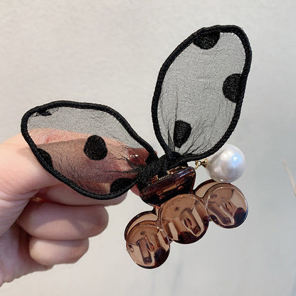 Polka Dot Rabbit Ears Hairpin with Pearls