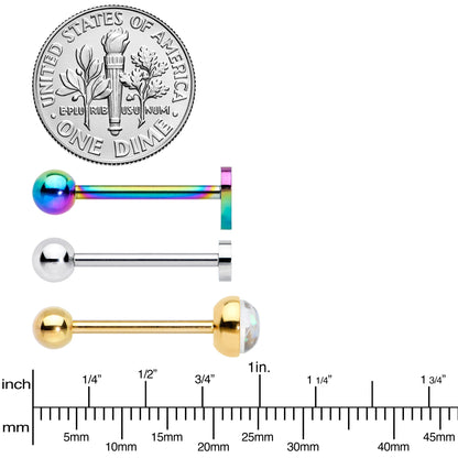 White Faux Opal Rainbow Infinity Heart Barbell Tongue Ring Set of 3