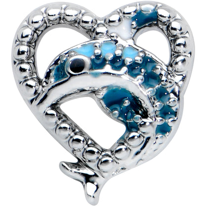 16G 1/4 Dolphin Blue Heart Valentines Cartilage Tragus Earring