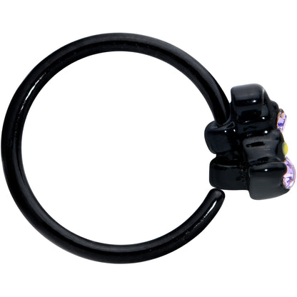 20G 5/16 Clear Gem Black Witch Hat Halloween Nose Hoop