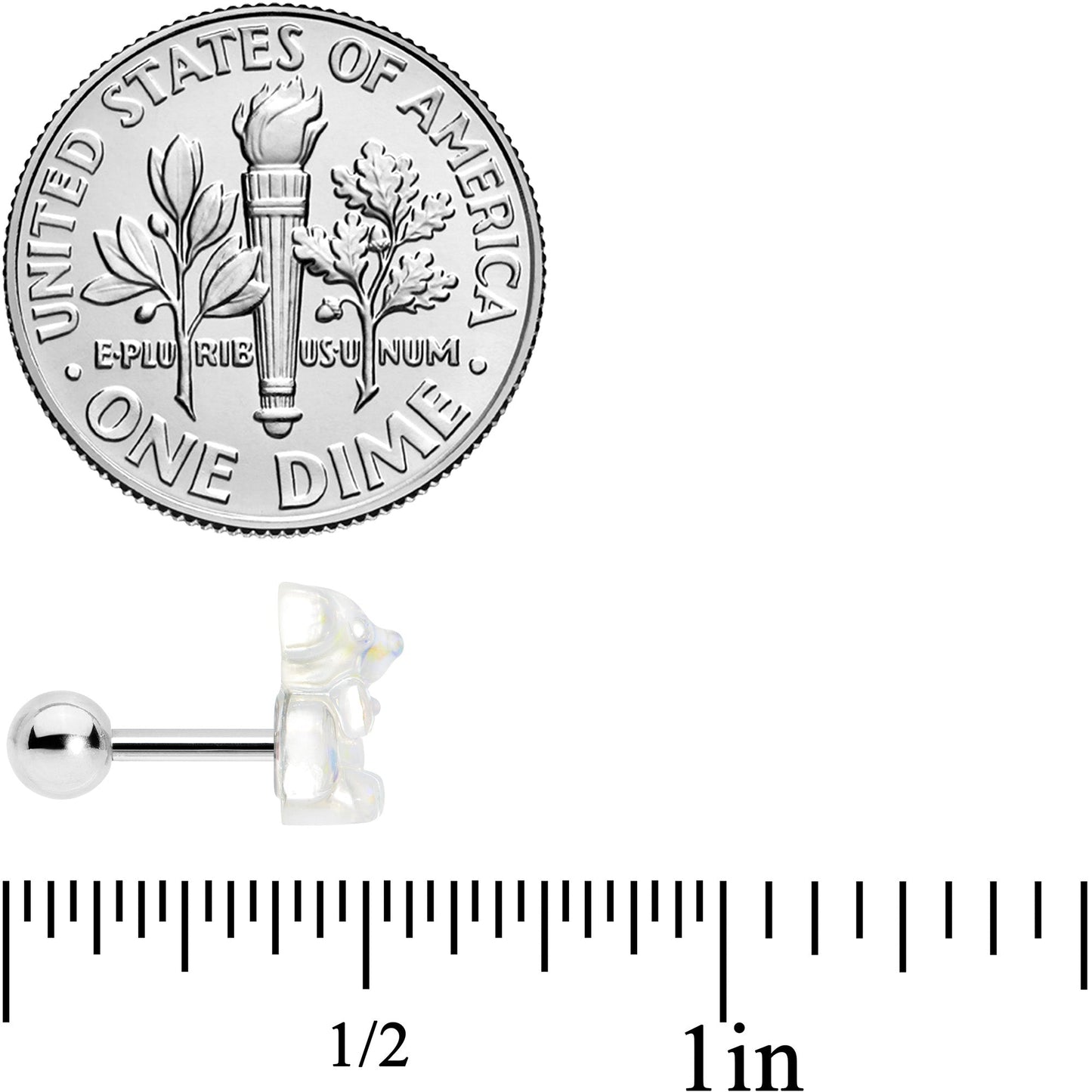 16G 1/4 Bear Pearlescent Striped Heart Cartilage Tragus Set of 3