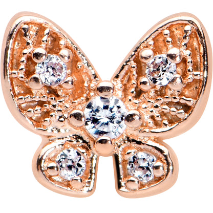 16G 1/4 Clear Gem Rose Gold Tone Airy Butterfly Cartilage Tragus