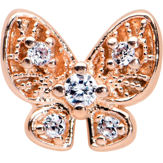 16G 1/4 Clear Gem Rose Gold Tone Airy Butterfly Cartilage Tragus