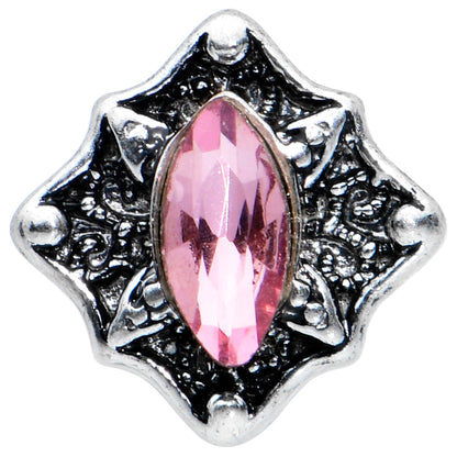 20G 1/4 Pink Gem Rhombus Retro Nose Bone