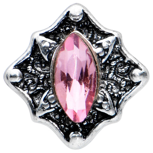 20G 1/4 Pink Gem Rhombus Retro Nose Bone