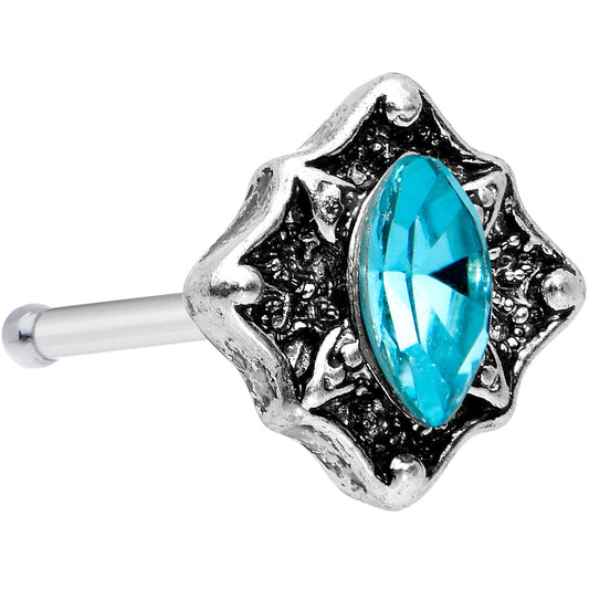 20G 1/4 Blue Gem Rhombus Retro Nose Bone
