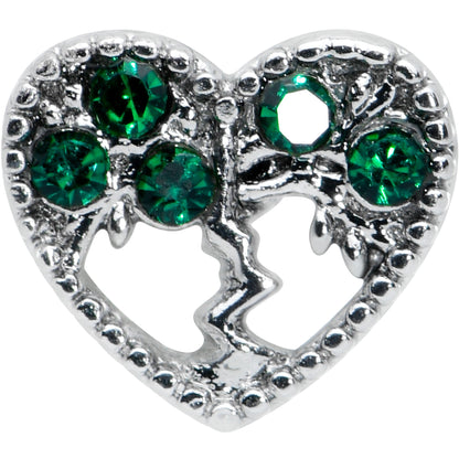 16G 1/4 Green Gem Heart Tree Valentine Cartilage Tragus
