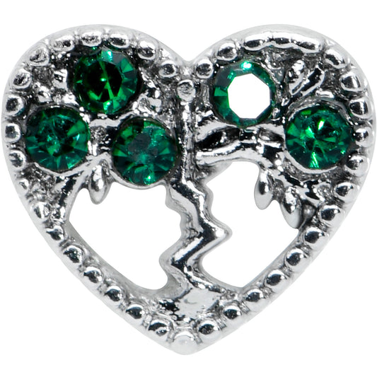 16G 1/4 Green Gem Heart Tree Valentine Cartilage Tragus