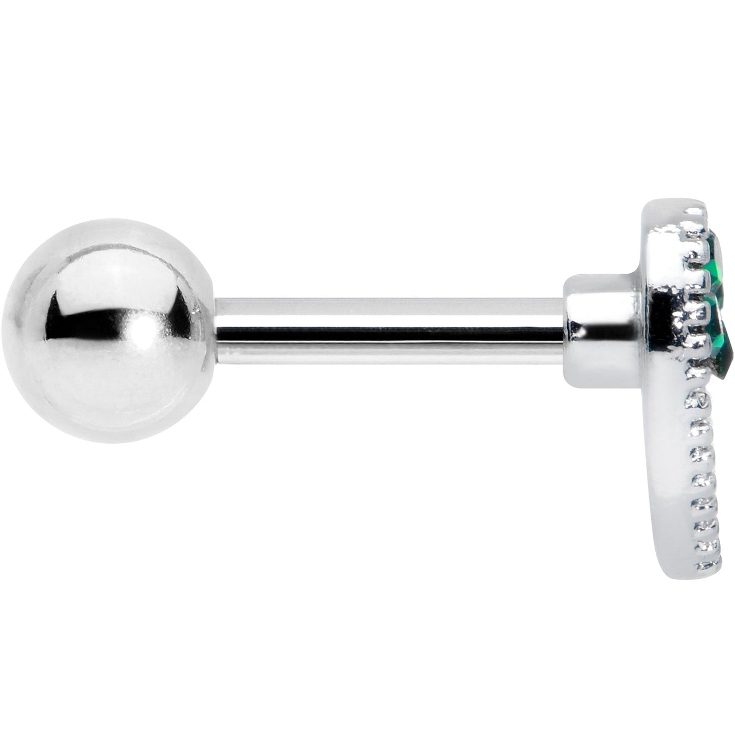 16G 1/4 Green Gem Heart Tree Valentine Cartilage Tragus