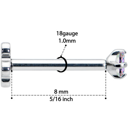 18G 5/16 Vitrail CZ G23 Titanium Threadless Flower Labret Tragus