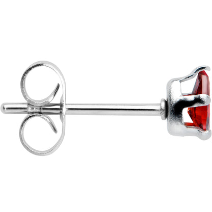 Red CZ Teardrop Stainless Steel Stud Earrings 3mm to 7mm