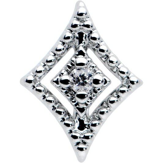16G 5/16 Clear Gem Deco Textured Rhombus Labret Monroe Tragus