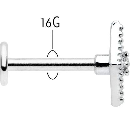 16G 5/16 Clear Gem Deco Textured Rhombus Labret Monroe Tragus