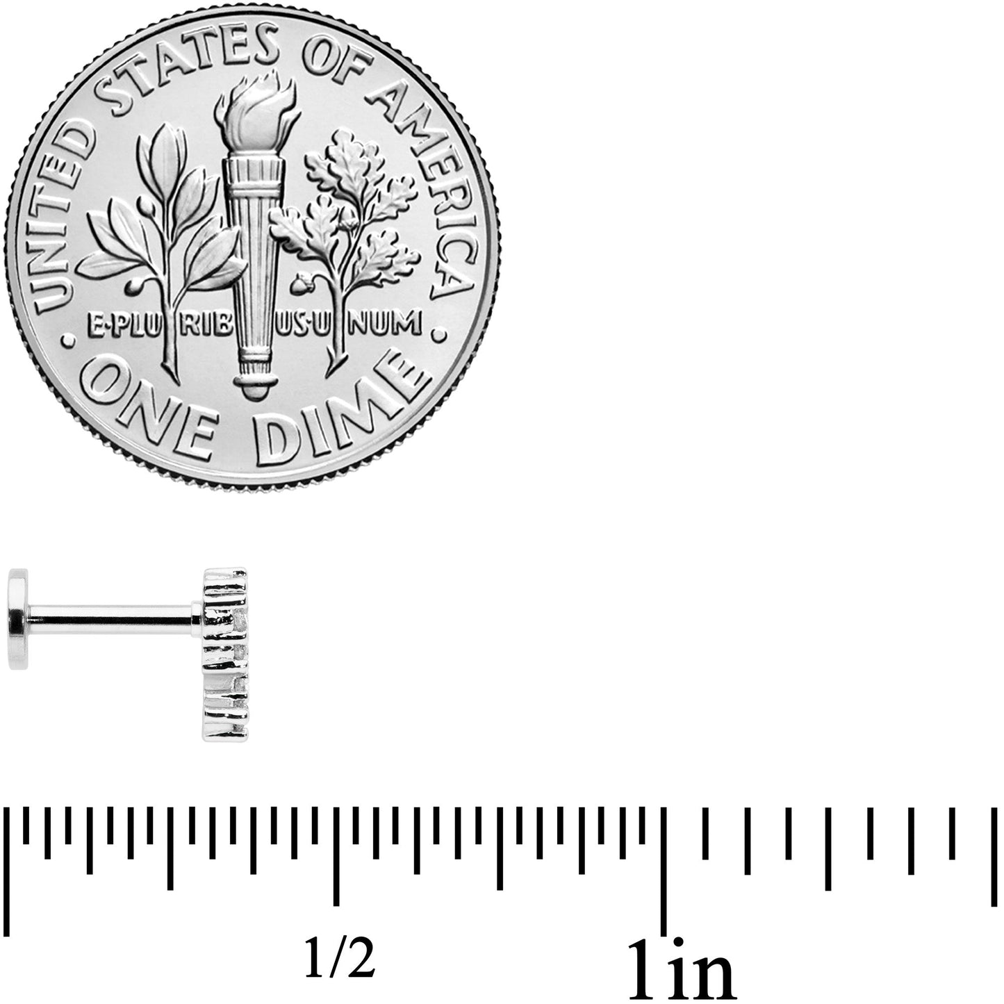 16G 1/4 Clear CZ Gem Half Heart Internally Threaded Labret Tragus