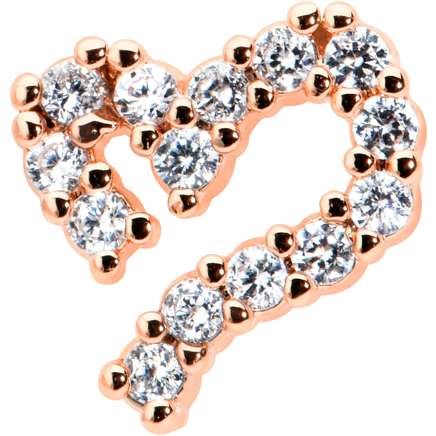 16G 1/4 Clear CZ Rosy Hue Half Heart Internal Thread Labret Tragus