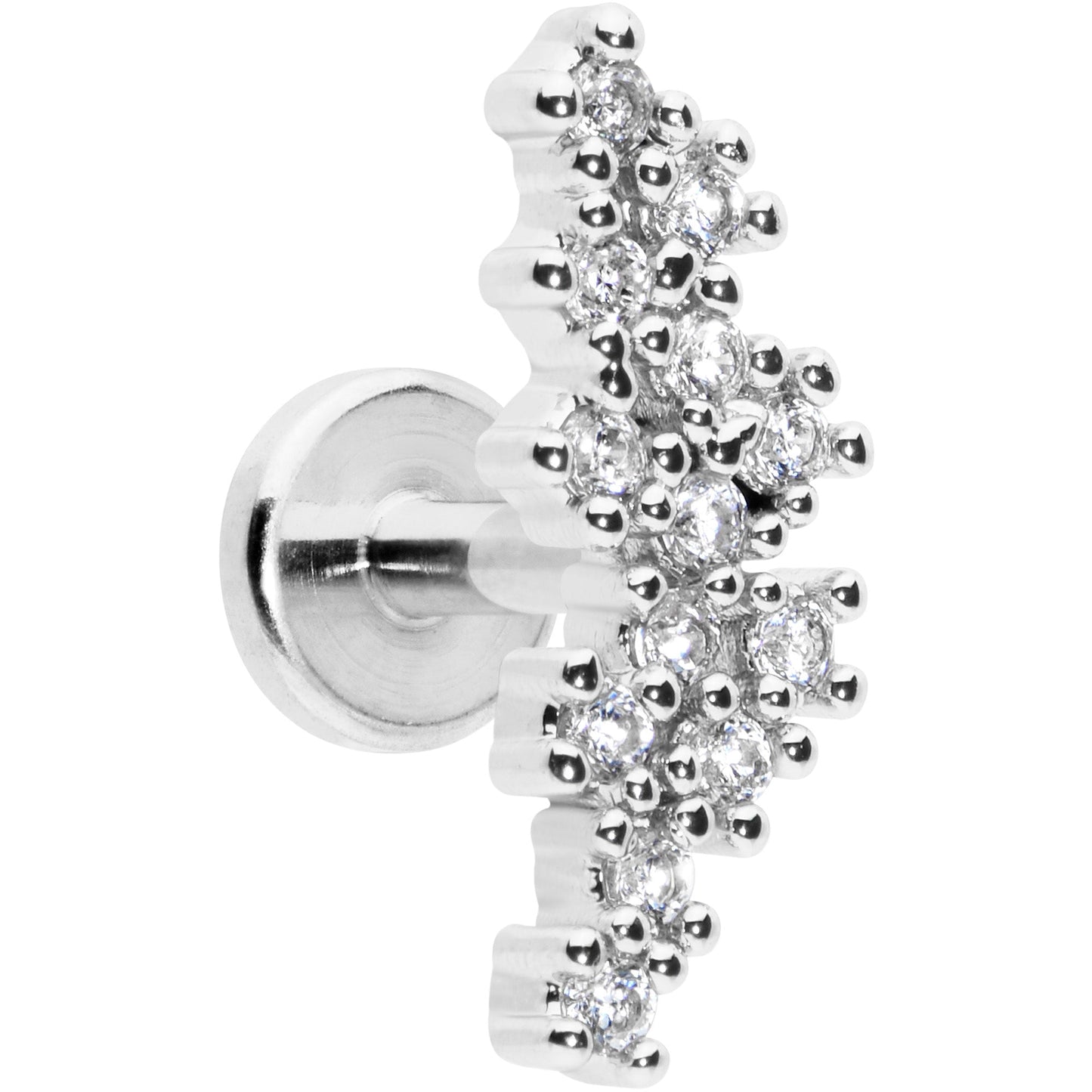 16G 1/4 Clear CZ Gem Texture Arc Internal Thread Labret Tragus
