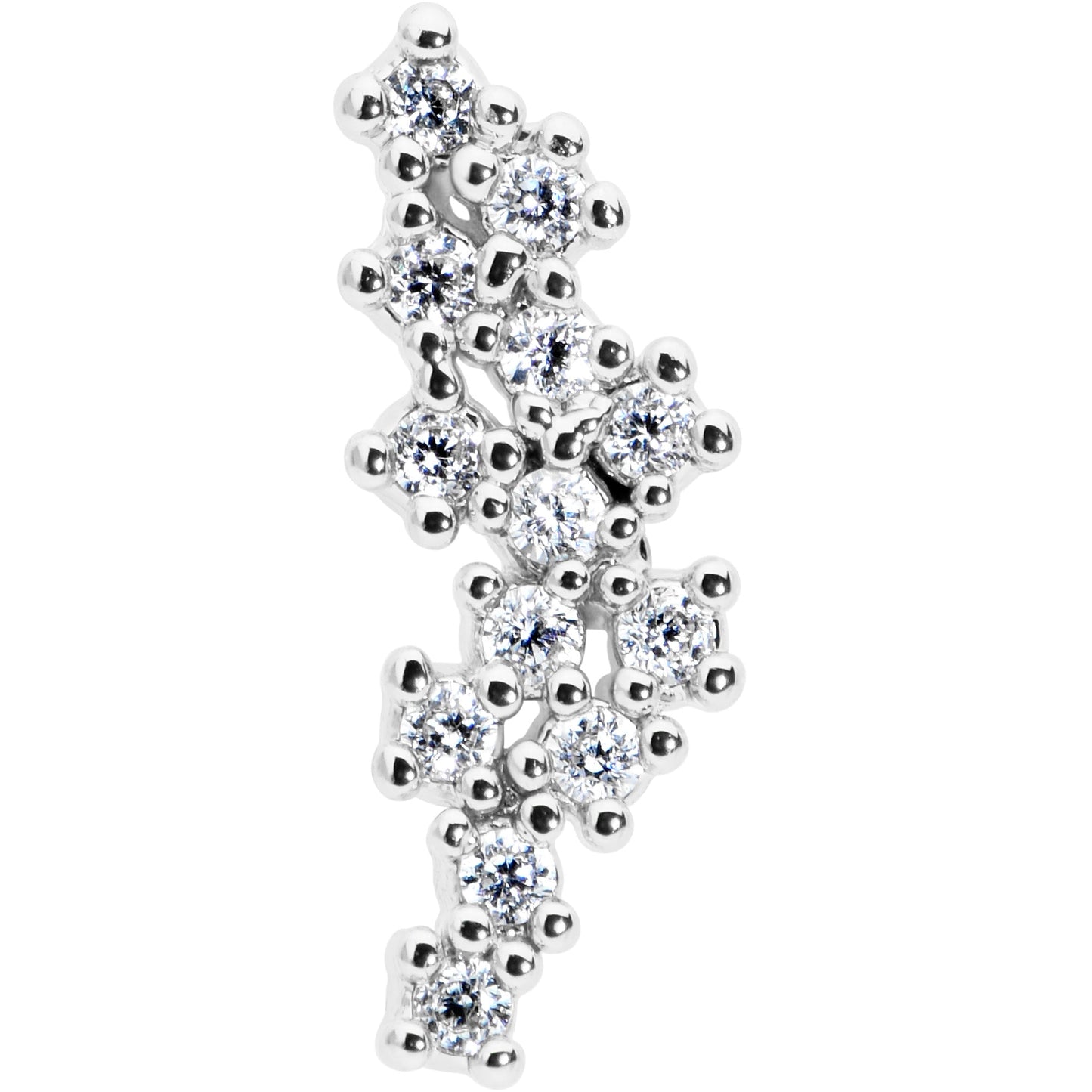 16G 1/4 Clear CZ Gem Texture Arc Internal Thread Labret Tragus