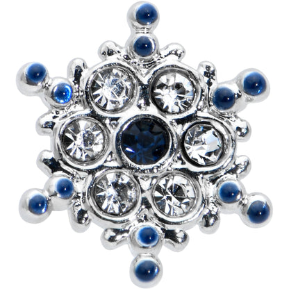 16G 5/16 Clear Blue Gem Festive Snowflake Labret Monroe Tragus