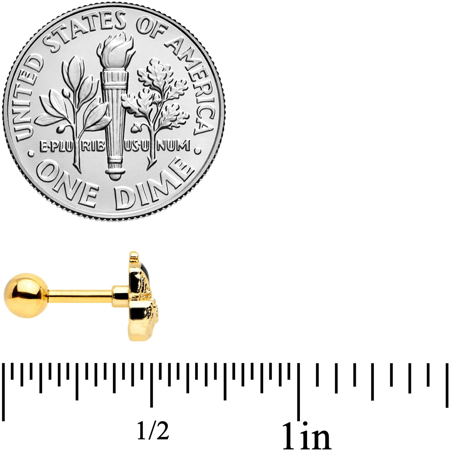 16G 1/4 Gold Tone Mom Baby Whale Orca Cartilage Tragus Earring