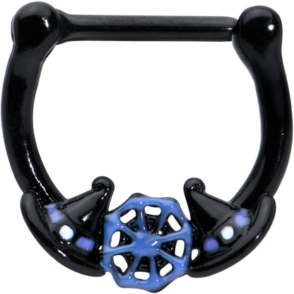 16G 5/16 Black Spider Web Witch Hat Halloween Cartilage Clicker