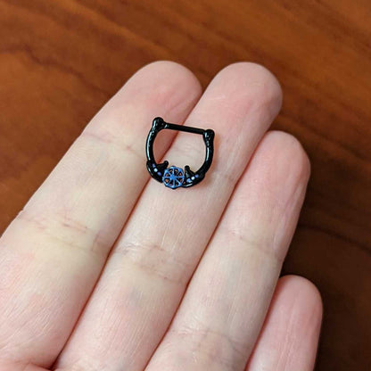 16G 5/16 Black Spider Web Witch Hat Halloween Cartilage Clicker