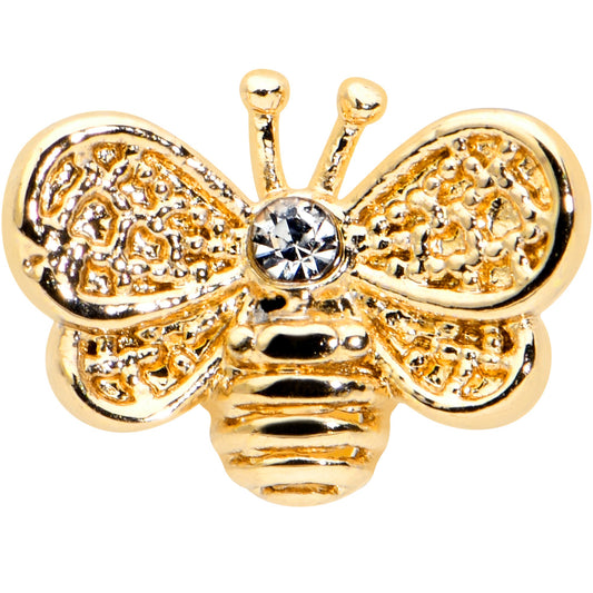 16G 1/4 Clear Gem Gold Tone Beauty Bee Cartilage Tragus Earring