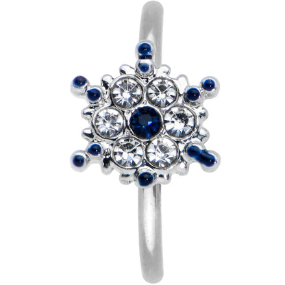 20G 5/16 Clear Blue Gem Festive Snowflake Nose Hoop