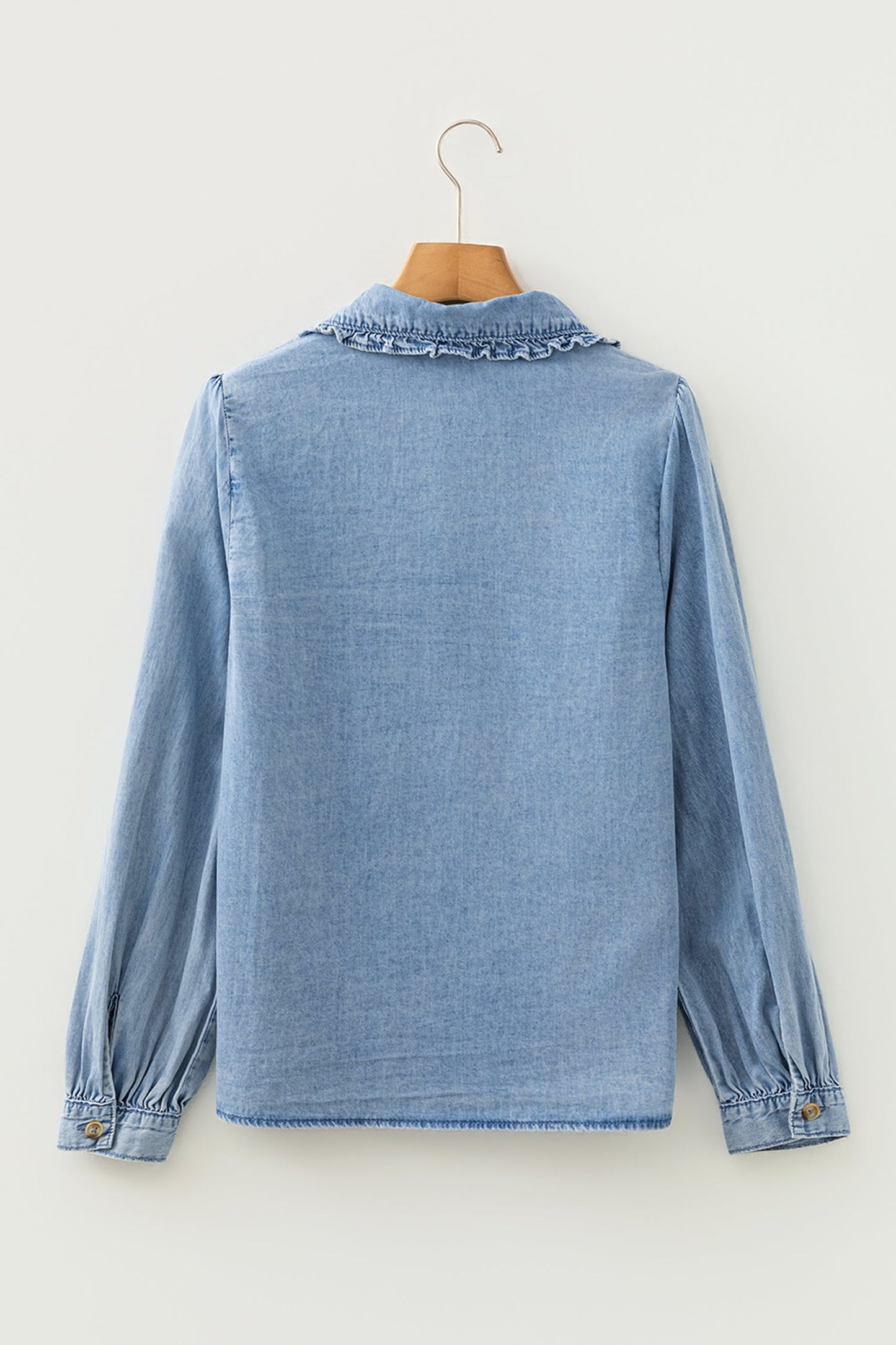 Ruffle Peter Pan Collar Western Denim Shirt