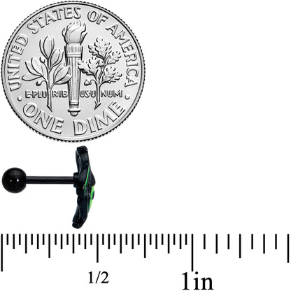 16G 1/4 Black Striking Peacock Feather Cartilage Tragus Earring