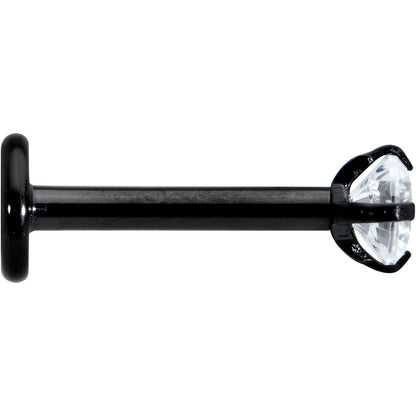 16G 5/16 Clear Gem Black Round End Internally Threaded Labret Tragus