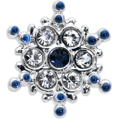 16G 1/4 Clear Blue Gem Festive Snowflake Cartilage Tragus Earring