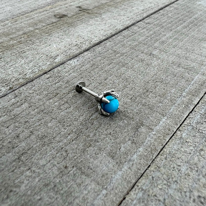 16G 5/16 Blue Turquoise Claw Hand Labret Monroe Tragus