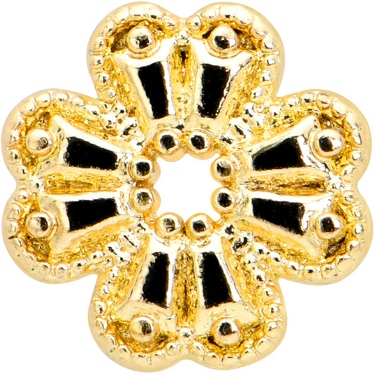 16G 5/16 Yellow Gem Gold Tone Textured Cross Labret Monroe Tragus