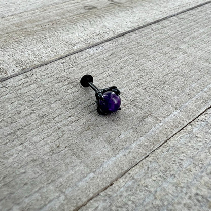 16G 5/16 Purple Amethyst Black Claw Hand Labret Monroe Tragus