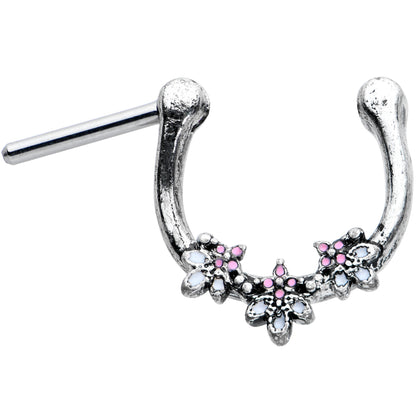 16G 5/16 Pink White Abstract Leaf Flower Cartilage Clicker