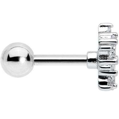 16G 1/4 Clear CZ Gem Floral Burst Cartilage Tragus Earring