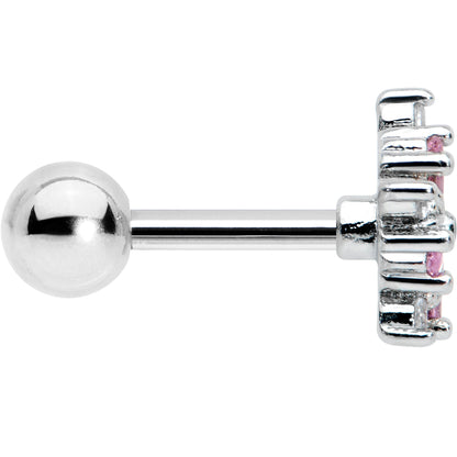 16G 1/4 Pink CZ Gem Floral Burst Cartilage Tragus Earring