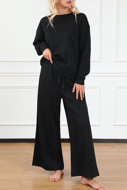 Textured Top and Pants Set
