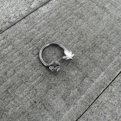 16G 3/8 Clear Gem White Butterfly Square Flower Horseshoe