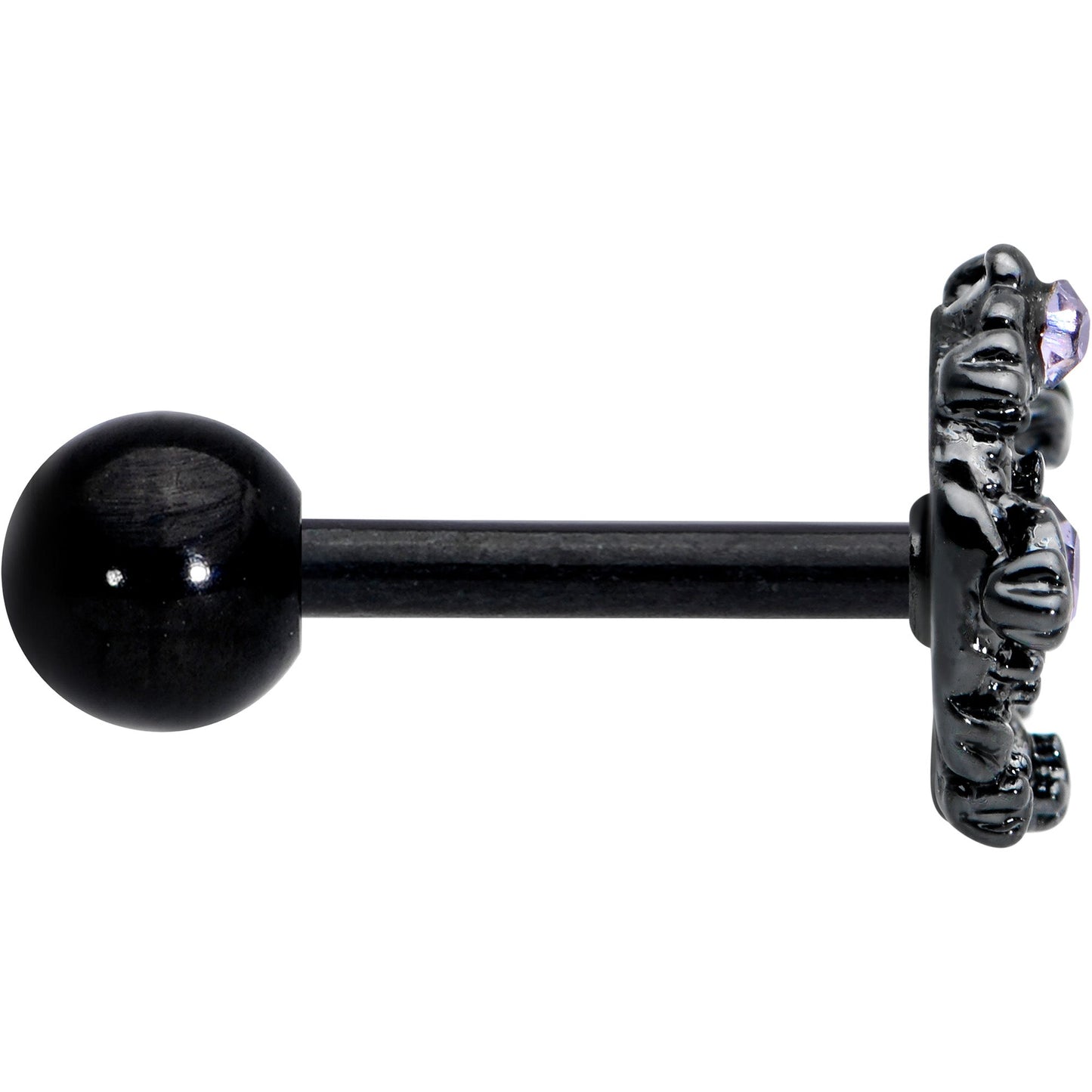 16G 1/4 Purple Gem Regal Black Crown Heart Cartilage Tragus