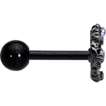 16G 1/4 Purple Gem Regal Black Crown Heart Cartilage Tragus