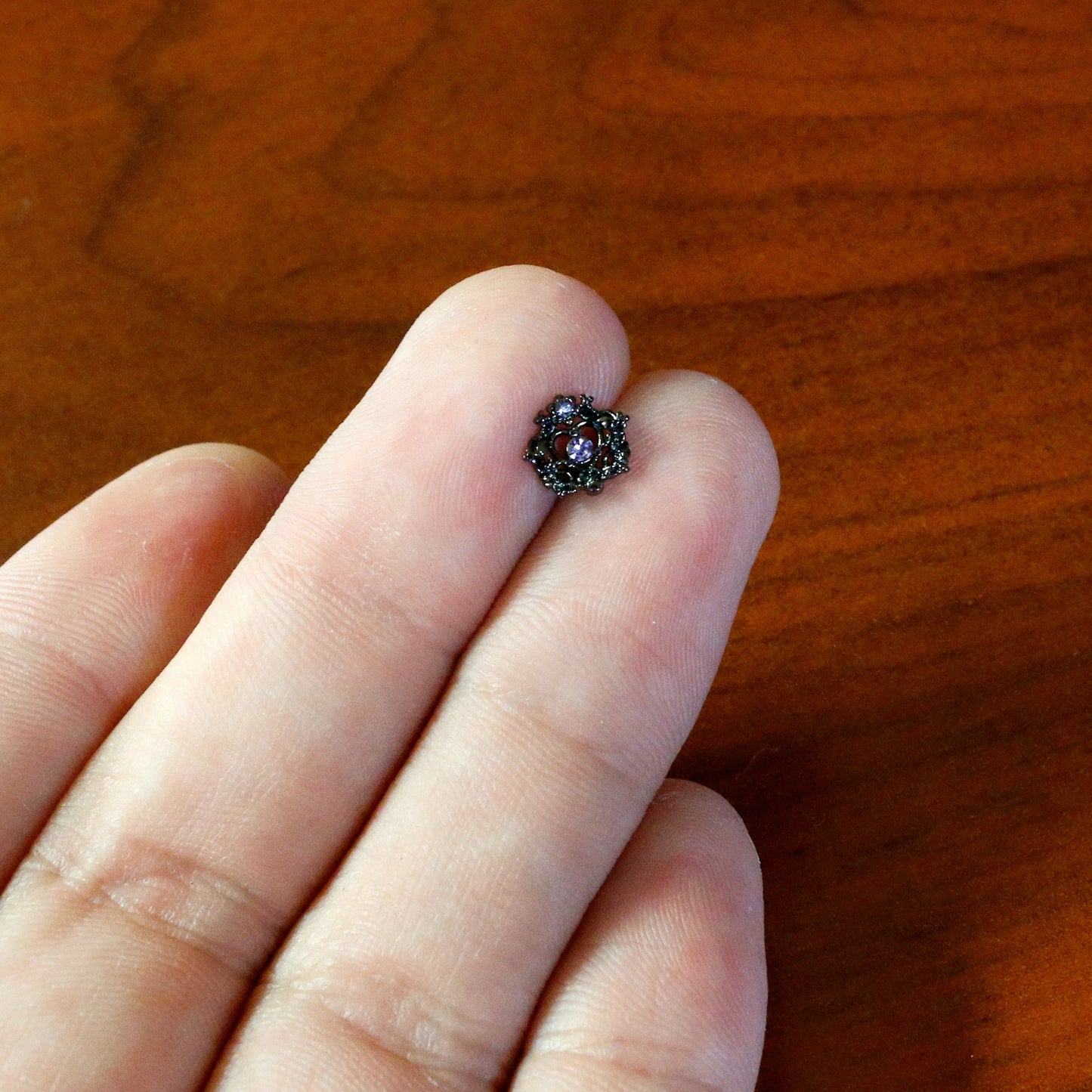 16G 1/4 Purple Gem Regal Black Crown Heart Cartilage Tragus