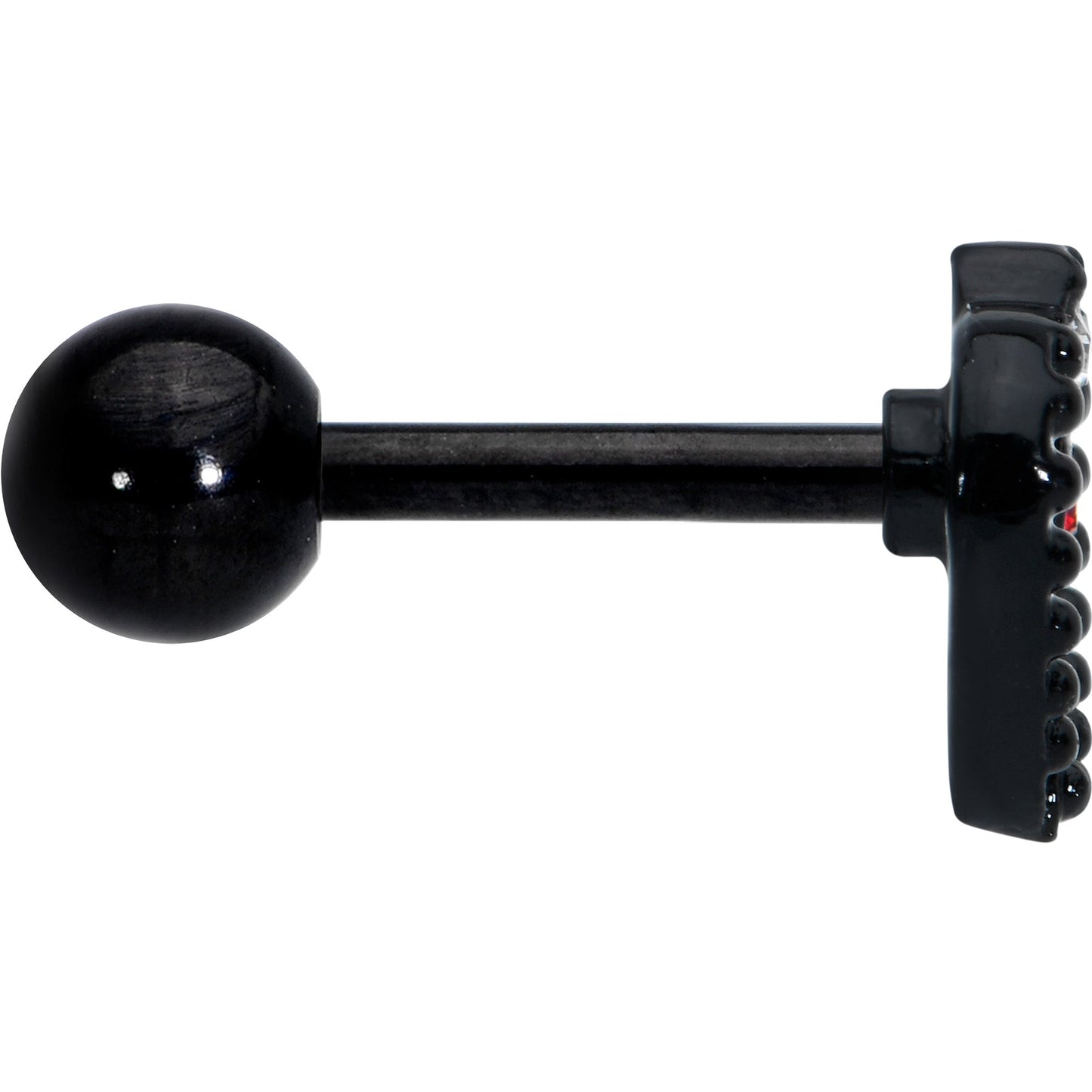 16G 1/4 Red Clear Gem Black Heart Key Cartilage Tragus Earring